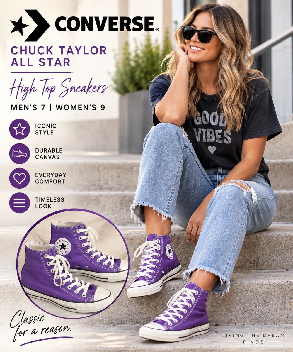 Converse Chuck Taylor All Star High Top Purple Canvas Sneakers Mens 7 Womens 9